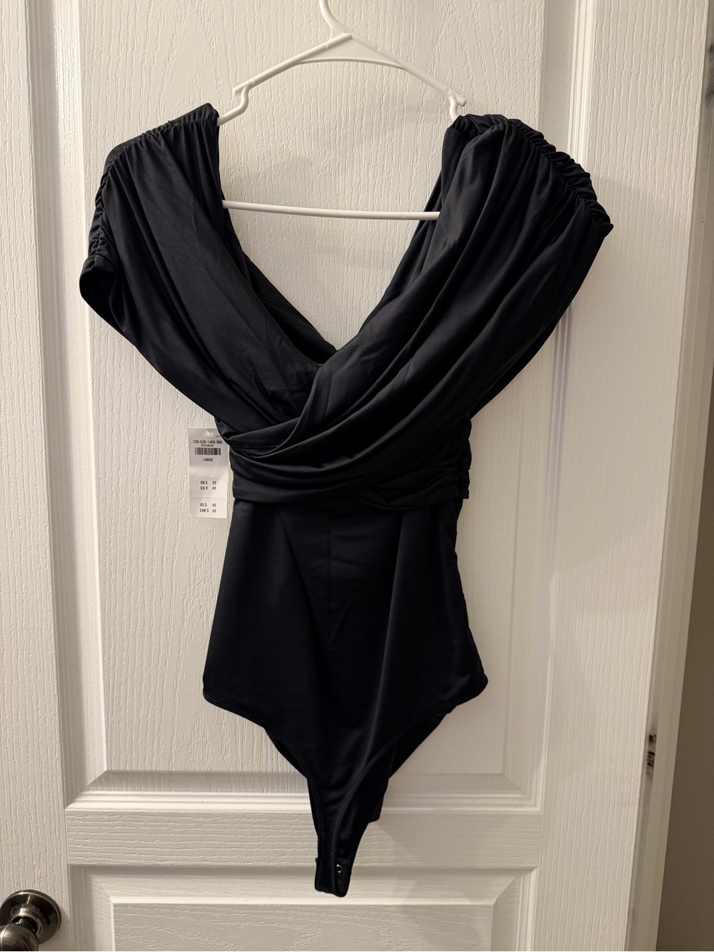Abercrombie & Fitch Black Draped V-Neck Bodysuit - Picture 2 of 5